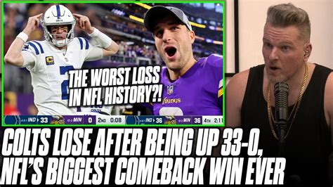 Pat McAfee Reacts To Colts Losing To Vikings After 33 0 Lead Biggest