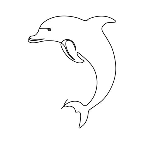 Continuous single line of cute dolphin outline vector art drawing and world wildlife Day concept ...