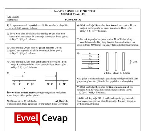 S N F Fizik D Nem Yaz L Sorular