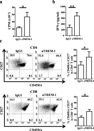 T Cell Stimulatory Activity Of Trem Triggered H Lcs Naive T Cells