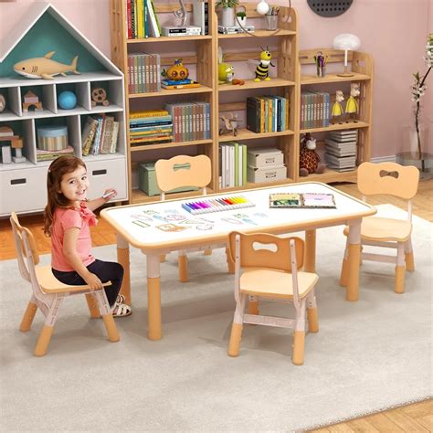 Cadeiras E Mesas Para Crianças - Conjunto de mesa para crianças e 4 cadeiras mesa regulável em altura ...