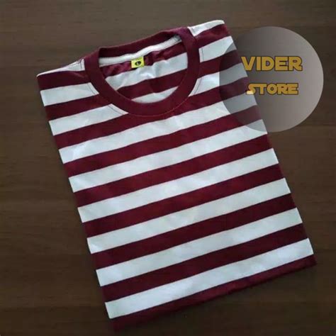 Kaos Polos STRIPE Kaos Baju Garis Garis Hitam Putih Dan Warna Lain Nya