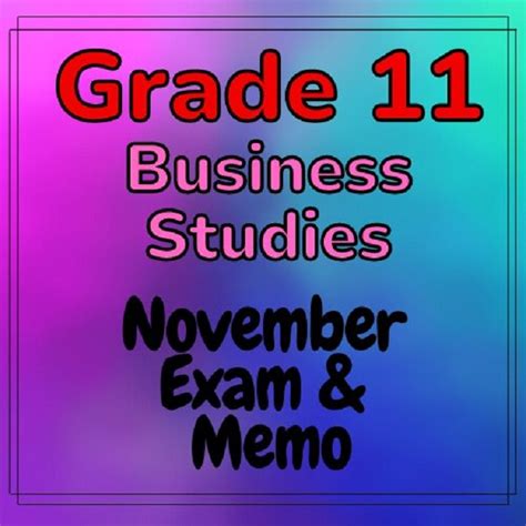 Grade 11 Business Studies Bs November Paper 1 And Memo 2023 1 • Teacha