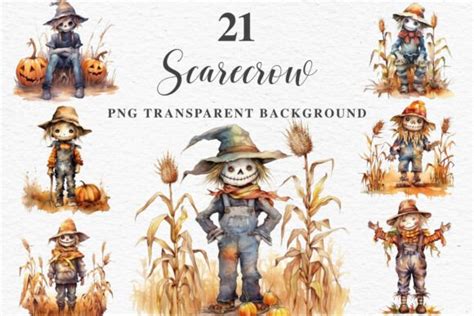 Halloween Scarecrow Pumpkin Fall Clipart Graphic by Rabbit Heart ...