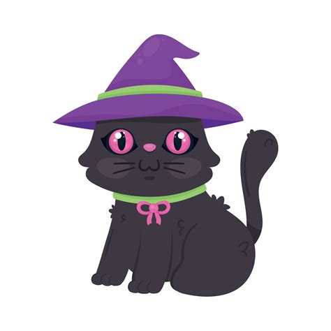 halloween cat with witch hat 12021441 Vector Art at Vecteezy