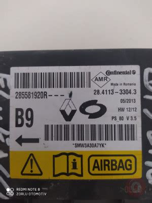 Renault Fluence çıkma 285581920R airbag beyni Çıkma Yedek Parça