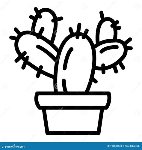 Cactus Pot Icon Outline Style Stock Vector Illustration Of Isolated Flower 190631930