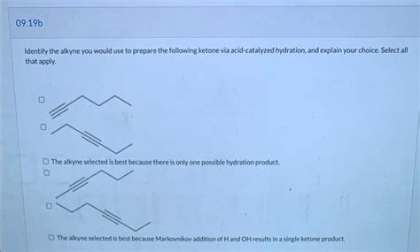 Solved Identify The Alkyne You Would Use To Prepare Each Of Chegg