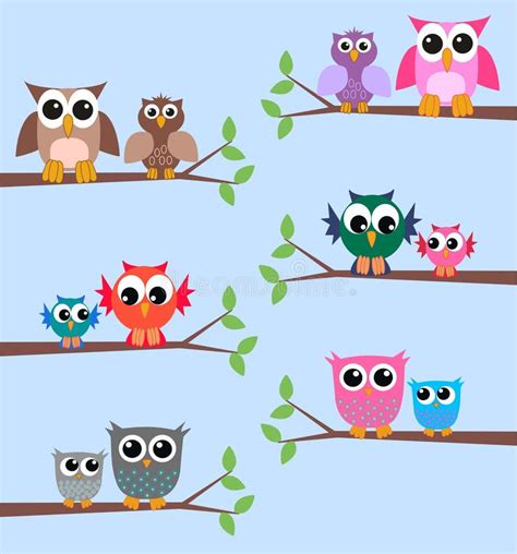 Owls In A Tree Stock Vector Illustration Of Animals 19939465