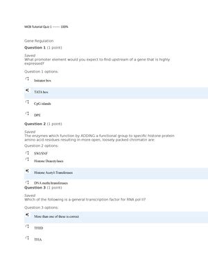 MCB 2050 Tutorial Quiz 4 MCB 2050 Quiz 4 Corrected Answers CDKs Are