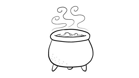 How To Draw A Simple Witchs Cauldron Step By Step Lesson Youtube