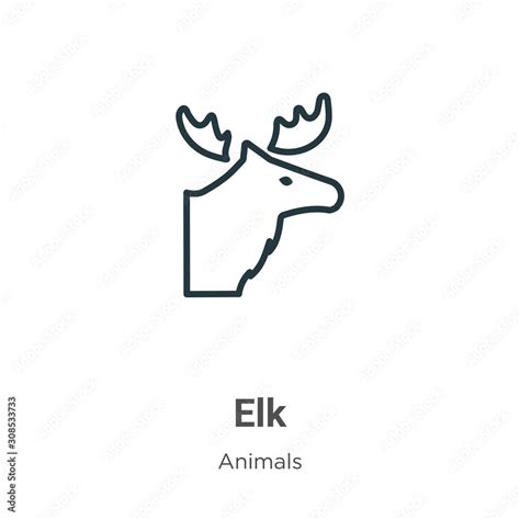 Elk outline vector icon. Thin line black elk icon, flat vector simple ...