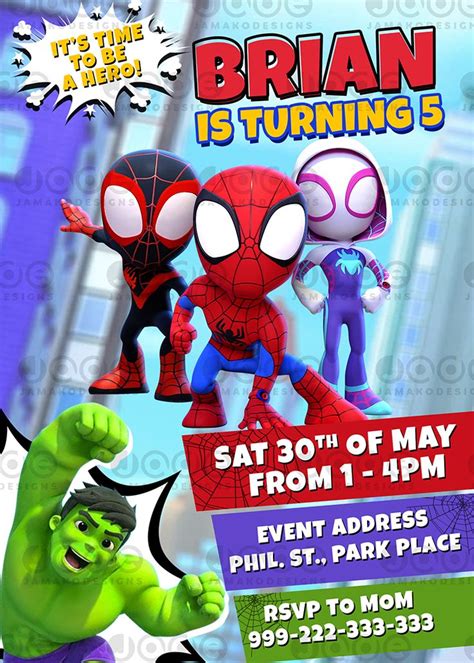 Spidey His Amazing Friends Birthday Template Birthday Template