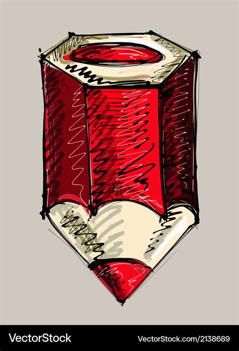 Hand drawing of red pencil Royalty Free Vector Image