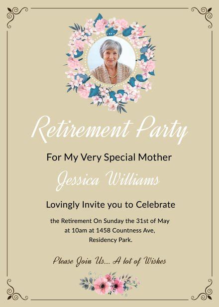 Free Floral Retirement Party Invitation Template Free Templates