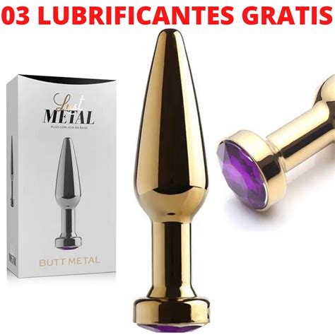 Plug Anal Pedra Alongado Lust Metal Plug Butt Metal Gold