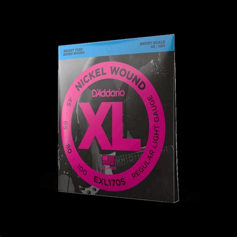 DAddario EXL170S 45 100 Light Short Scale Bass Guitar Strings Mega