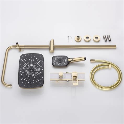 Wellfor Brushed Gold Dual Head Built In Shower Faucet System With 2 Way