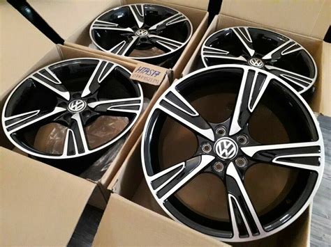 New 18 R18 Inch Alloy Wheels Black Alloys Vw Volkswagen Golf Tiguan