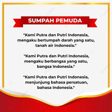 Teks Sumpah Pemuda Atau Janji Indonesia Dengan Bingkai Emas Vektor