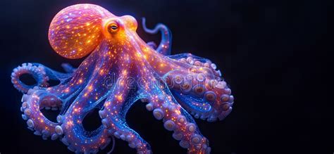 Bioluminescent Octopus Stock Illustrations – 230 Bioluminescent Octopus ...