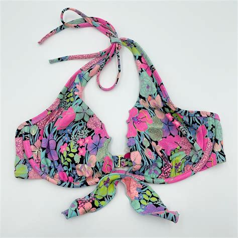 Victoria S Secret Swim Top 32d Bikini Swimwear Floral Gem