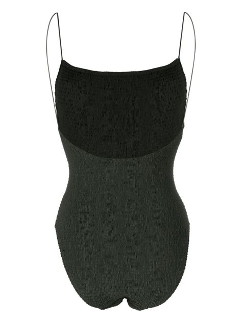 Totême Black Smocked One Piece Swimsuit Modesens