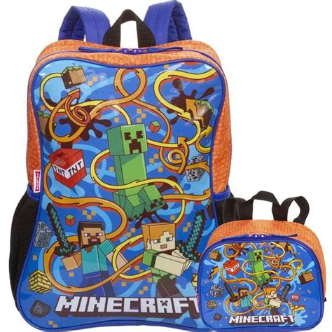 Kit Mochila Escolar Minecraft Game Jogo Tam G Infantil Costas