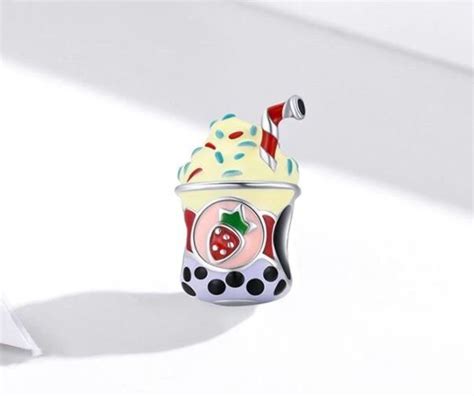 Charms For Pandora Bracelet Strawberry Boba Tea Charm Bubble Etsy