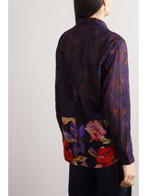 Dries Van Noten Floral Print Cotton Voile Shirt Net A Porter