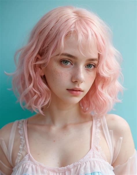 Premium Photo Pastel Theme Portrait Of A Pretty Pink Hair Girl