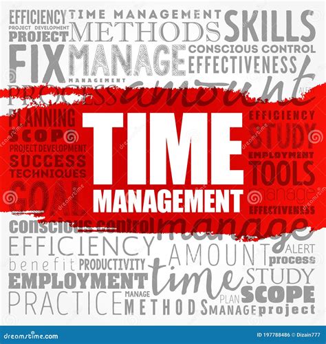 Time Management Word Cloud Collage Business Concept Background Stock