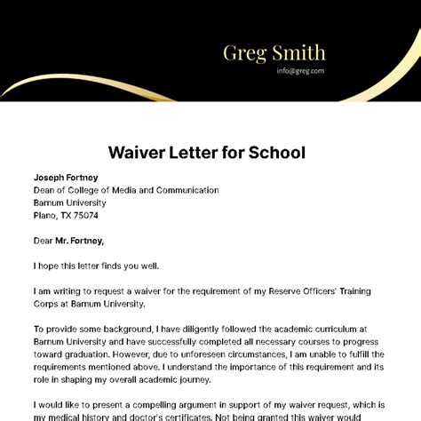 Free Waiver Letter Templates And Examples Edit Online And Download