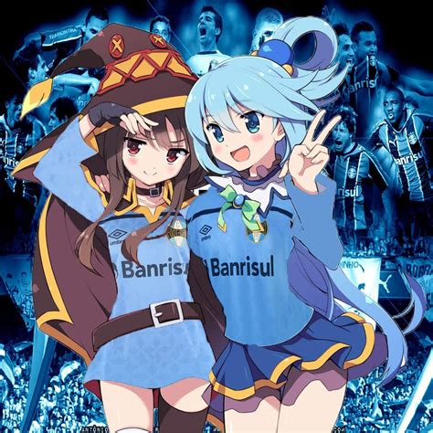 Aqua e Megumin torcendo para o Grêmio Personagens de anime Anime