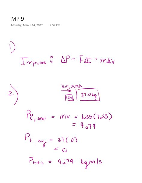 MP 9 Professor Michael Dubson PHYS 1110 MP 9 Monday March 14