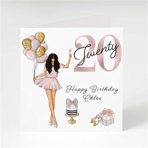 20th Birthday Card For Her Personalised Birthday Card 20th Etsy Uk