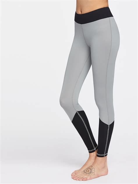 Color Block Gym Leggings Shein Sheinside