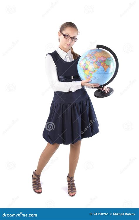 Fille Avec Le Globe Image Stock Image Du Vert Femelle 24750261