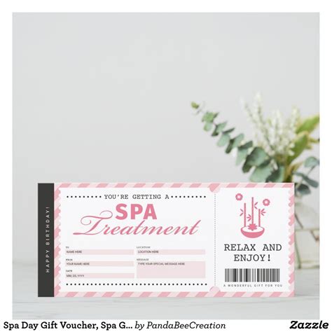 Spa Day Gift Voucher, Spa Gift Certificate Pink Spa Gift Certificate ...