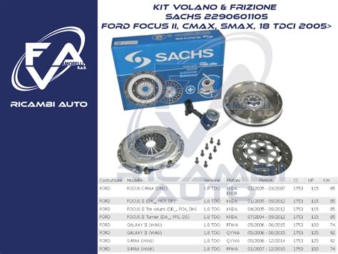 Kit Volano Frizione Ford Focus Ii Cmax Smax Tdci F A V Di