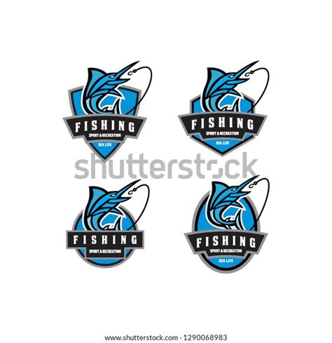 Swordfish Hook Fishing Sport Emblem Badge Stock Vector Royalty Free