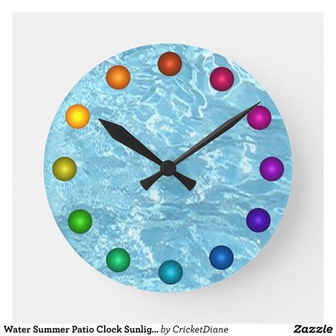 Water Summer Patio Clock Sunlight Blue White Pool Zazzle Square