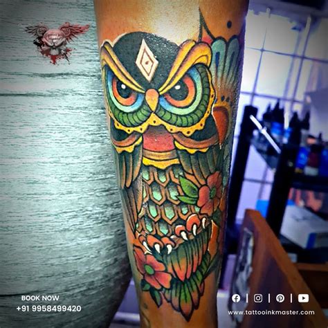 Colorful Owl Tattoo Design