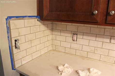 Kitchen Update Grouting Caulking Subway Tile Backsplash Updated