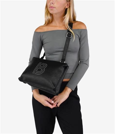 Bolso Bandolera Negro Con Tachas Y Doble Cremallera Bosanova Rebajas