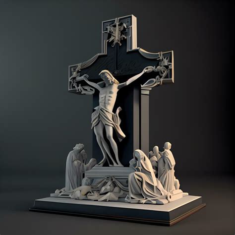 traverser et statue de Jésus sur le grave 3d rendre ai génératif