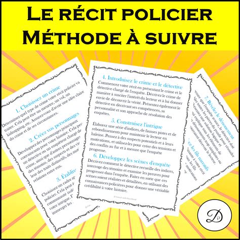 Le récit policier Méthode à suivre 8 sujets Made By Teachers