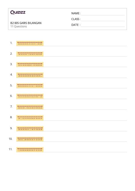 Lembar Kerja Pecahan Pada Garis Bilangan Untuk Tk Di Quizizz
