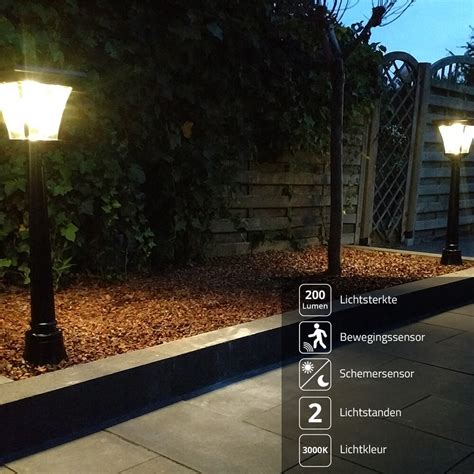 Solar Led Lantaarnpaal London 135 Cm Hoog 2 Lichtstanden Met