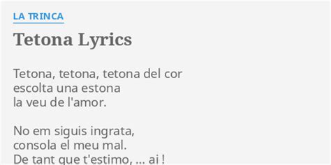 TETONA LYRICS By LA TRINCA Tetona Tetona Tetona Del